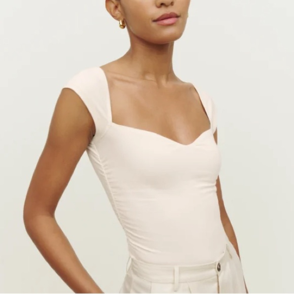 Reformation Lavinia Knit Top, Ivory